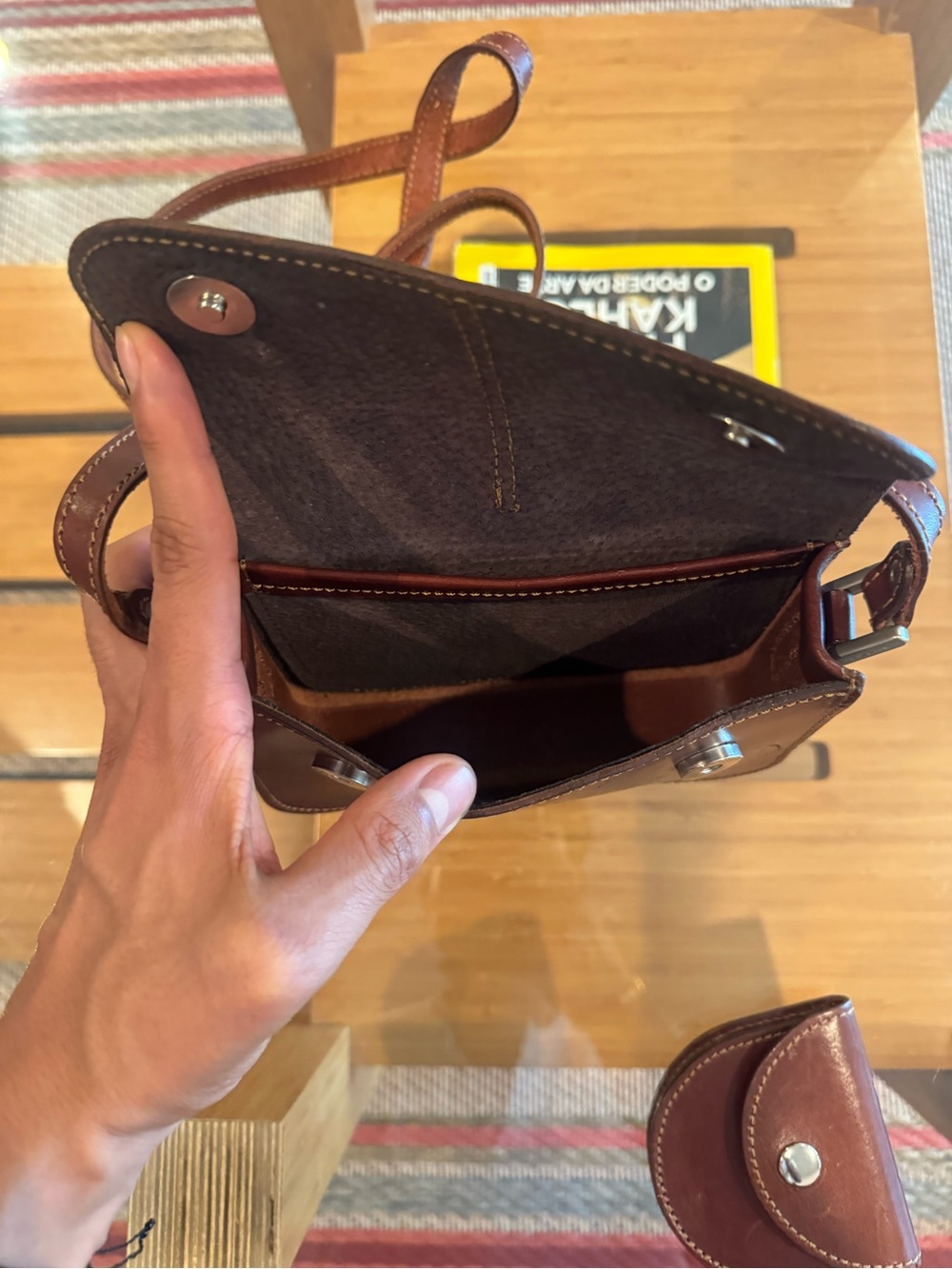 Italian Leather Crossbody Bag in Brown - Picture 4 of 7